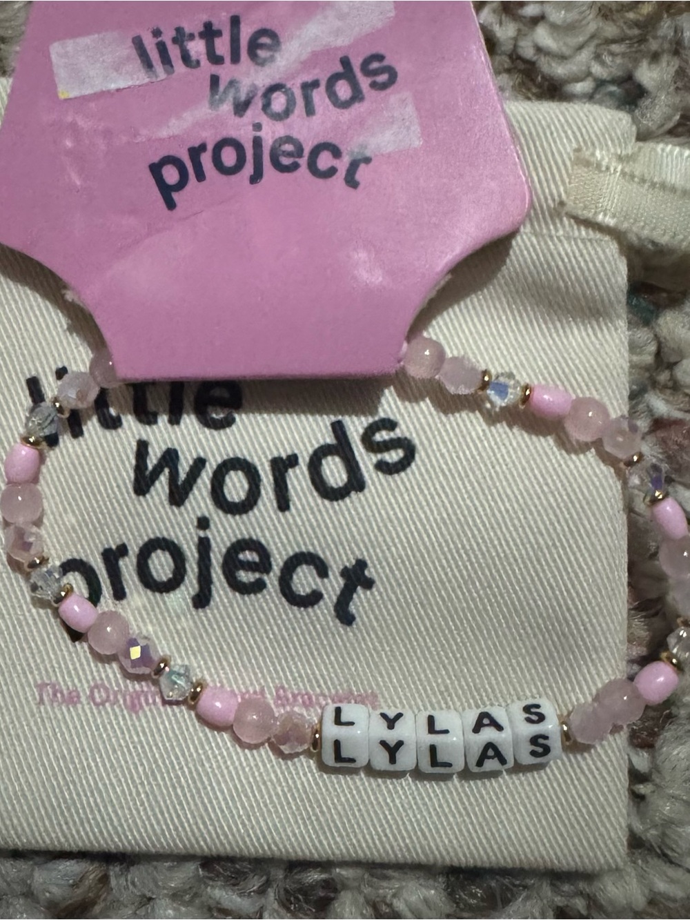 BNWT LITTLE WORDS PROJECT LYLAS Pink Beaded Stretch Bracelet